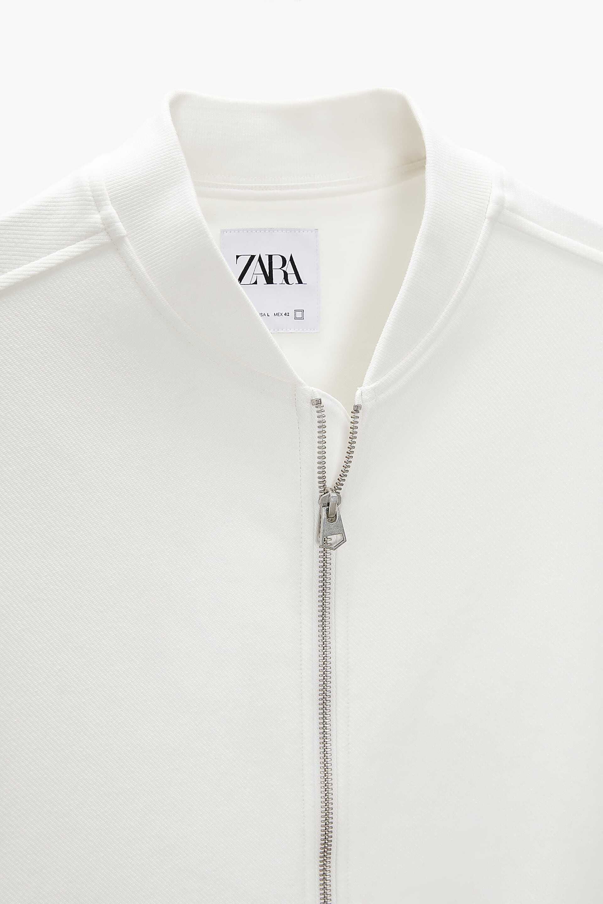 Мъжко текстурирано бомбър яке Zara, Бяло, XL