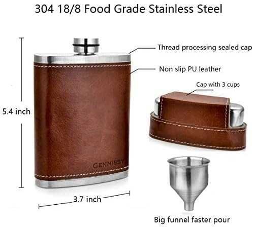 Butelca/sticla metalica/ Inox si Piele, 236Ml, Transport GRATUIT