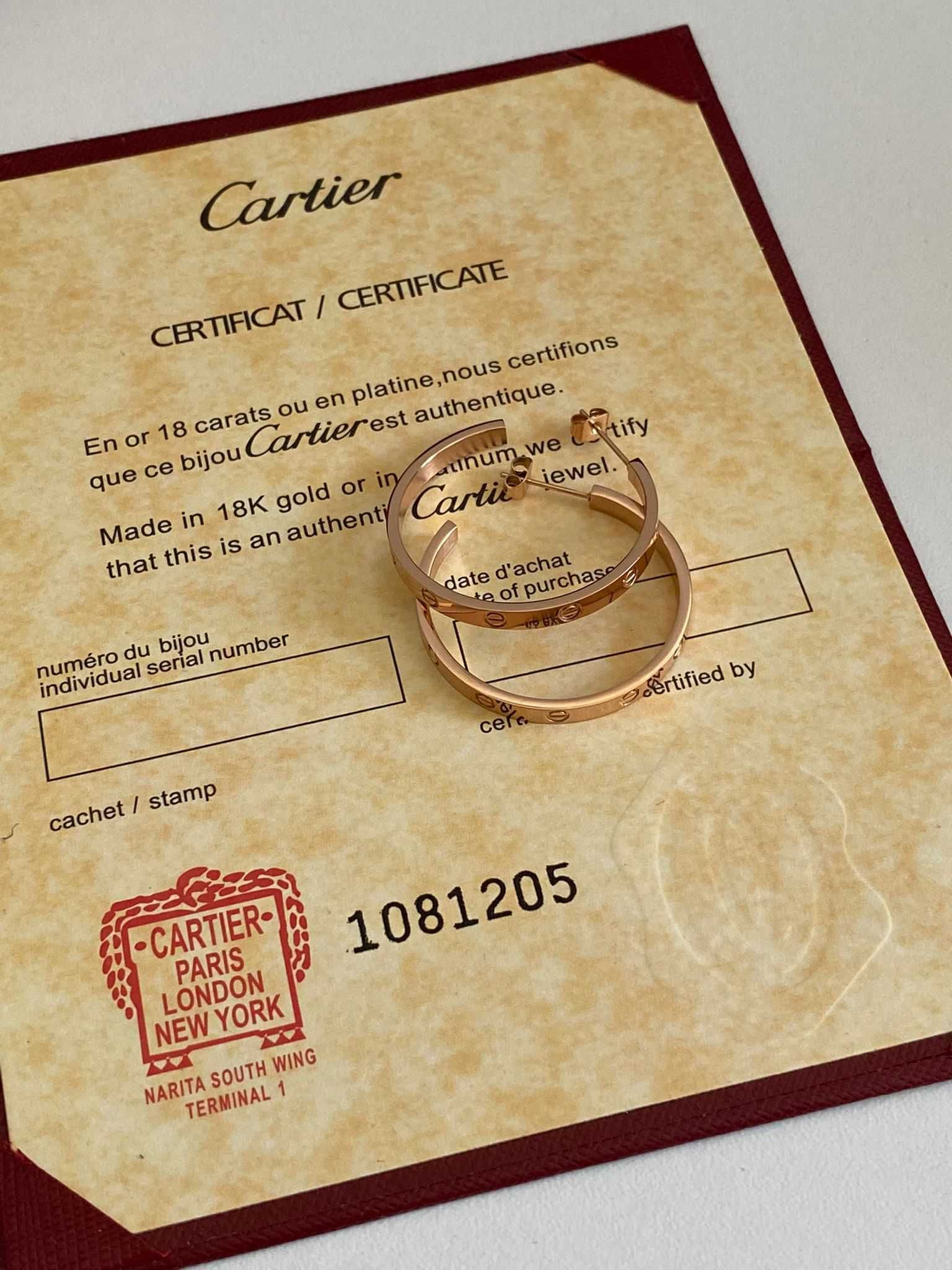 Cercei Cartier LOVE Rose Gold 750 slim