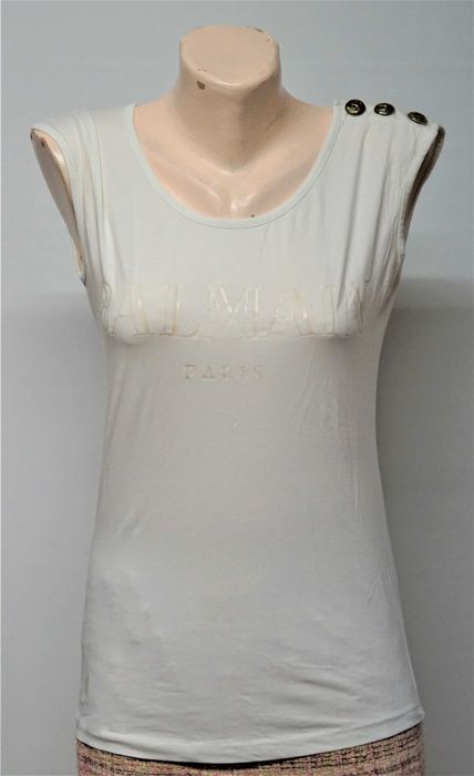 Top Balmain  alb  nasturi aurii marimea M