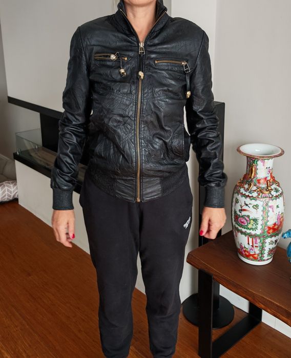 Дамско кожено Яке,  и фланелка