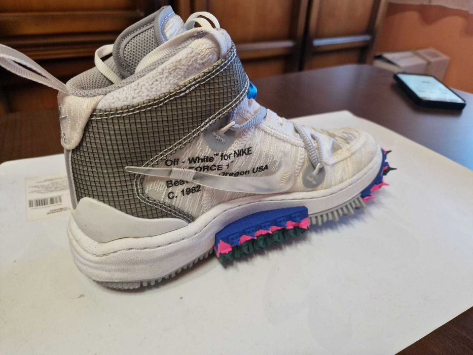 Nike Air Force 1 mid off white clear white marimea 38/5