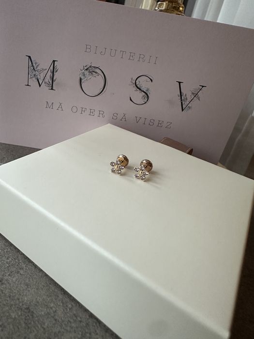 Cercei din aur 14k fetite cu protectie