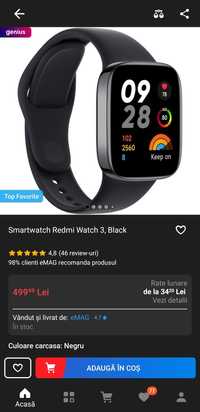 Redmi Watch 3 ,negru nou neactivat, Factura, Garanție