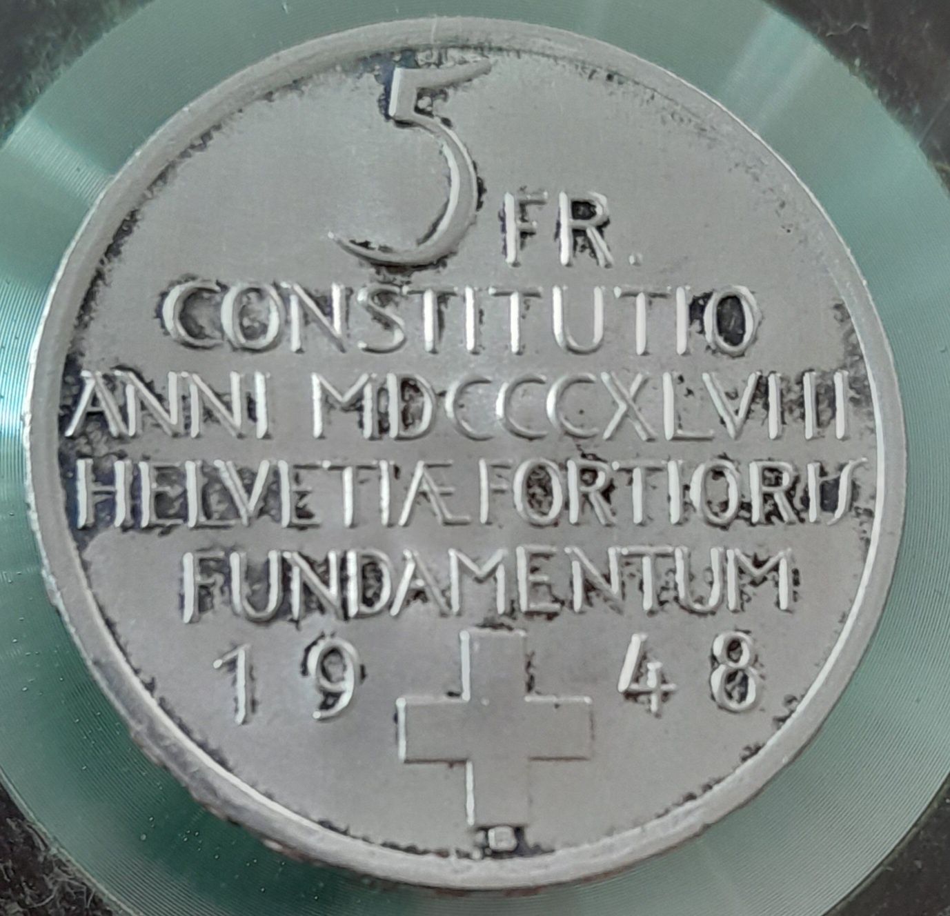 2 monede Arg Elveția 5 Fr/1948  UNC + 1/2 Fr /1921 aUNC  preț total