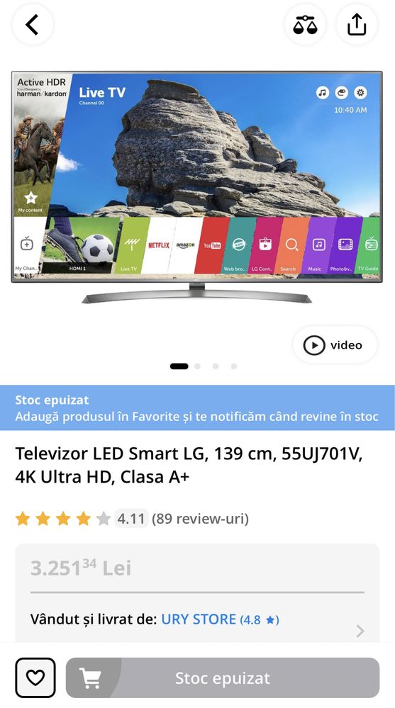 Vand schimb Televizor LED Smart LG 139 cm