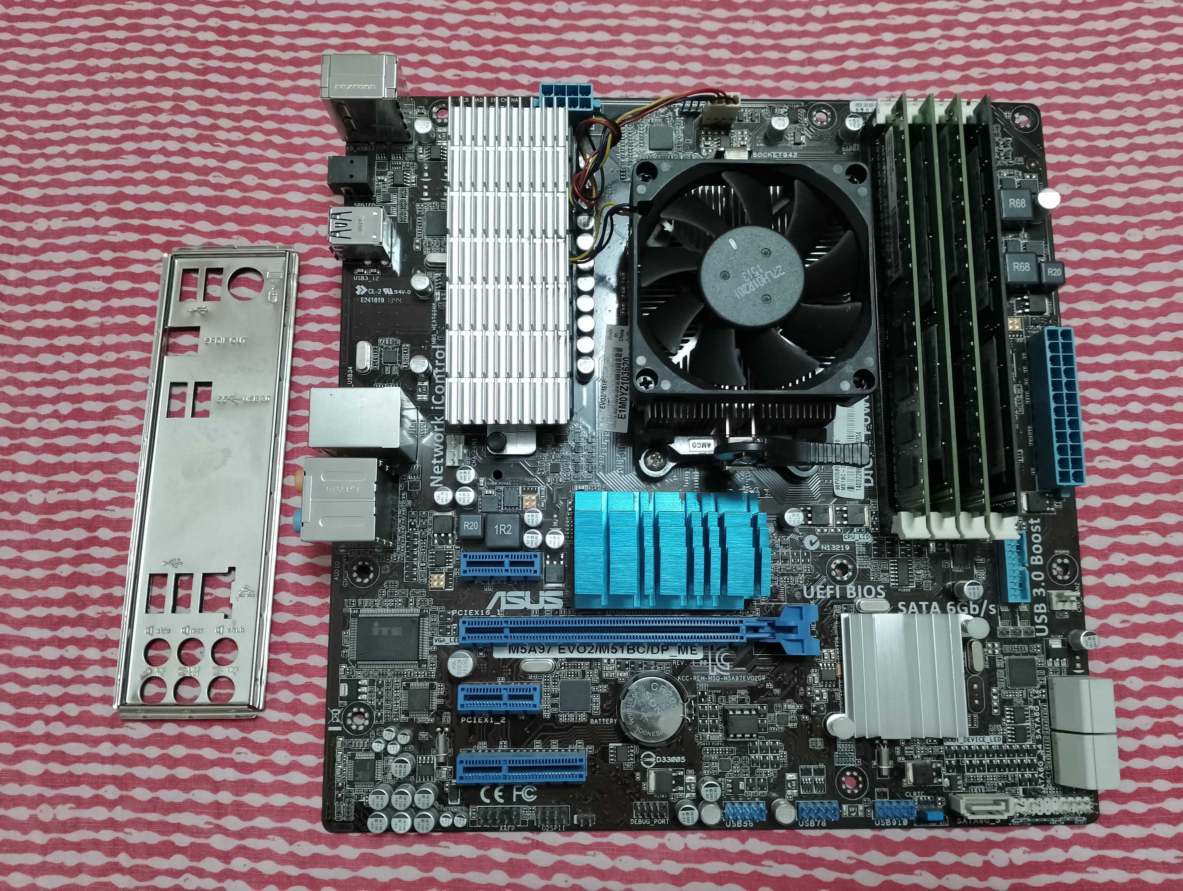 Дъно  АМ3+ ASUS M5A97  EVO2,cpu,fan и 16gb. ram