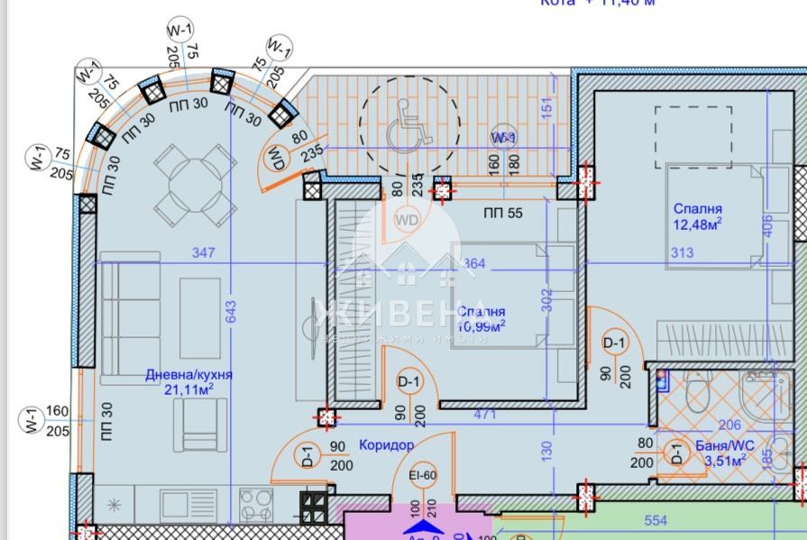 3-стаен апартамент, площ 88 кв.м, в строеж, до Централна поща