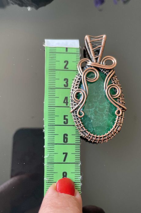 Pandantiv/Medalion Fir Cupru Antichizat si PiatraSemipretioasa Smarald