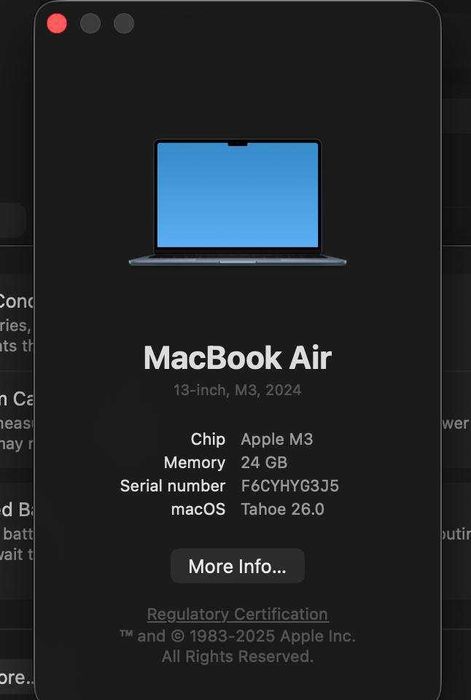 Mac book air 13 M3 24\512