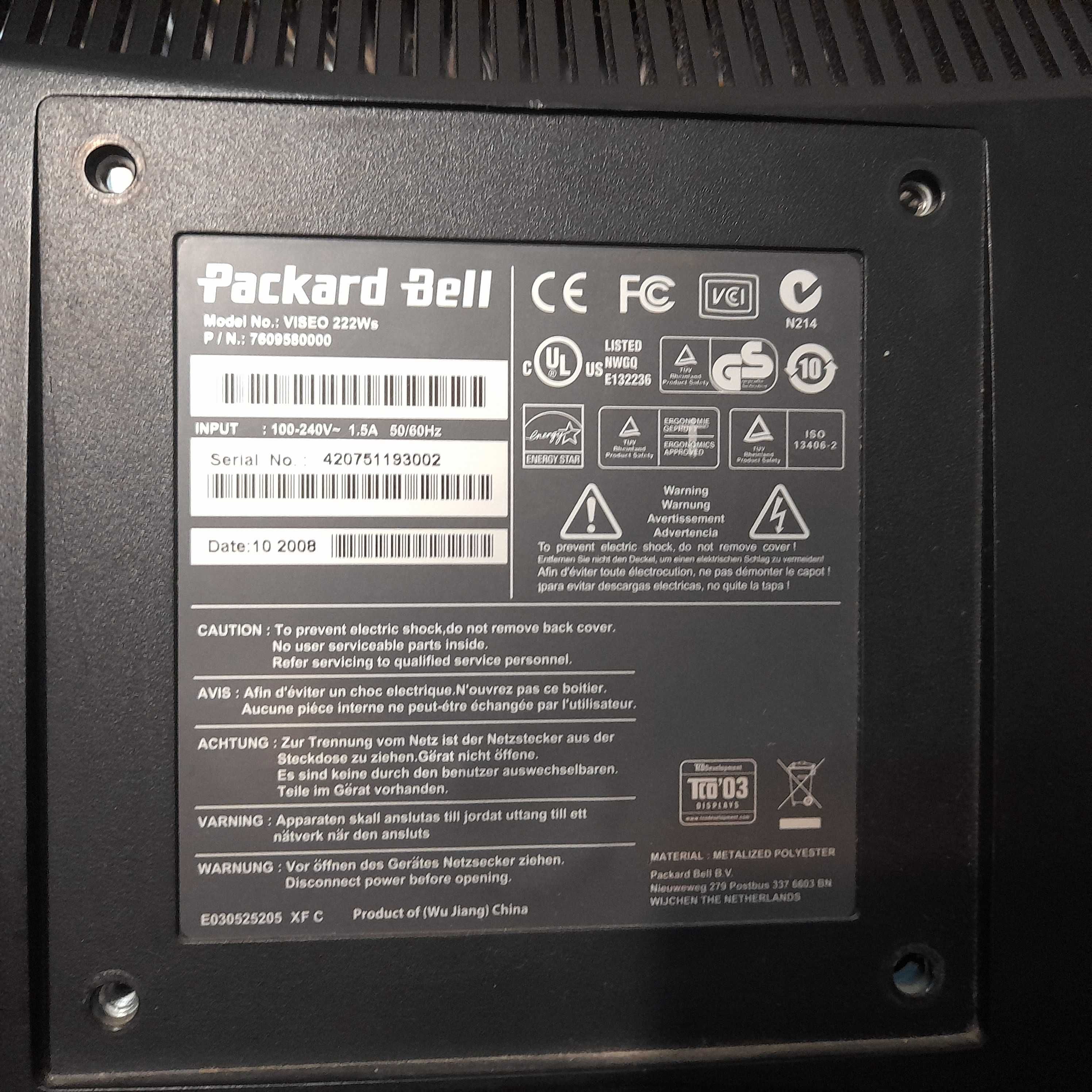 Monitor Packard Bell 24"