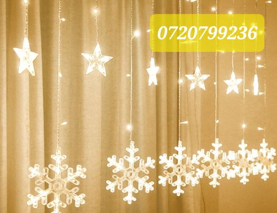 Instalatie perdea țurțuri fulg de nea,3x1 m