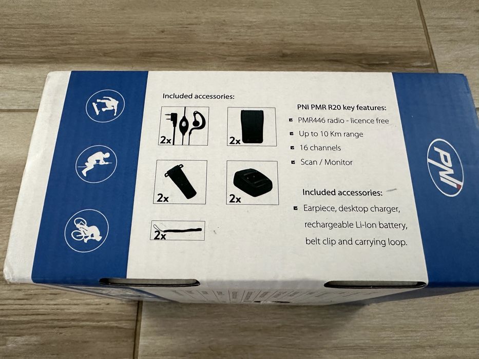 Stație radio portabilă UHF PNI PMR R20 – set 2 bucăți, nou, open box