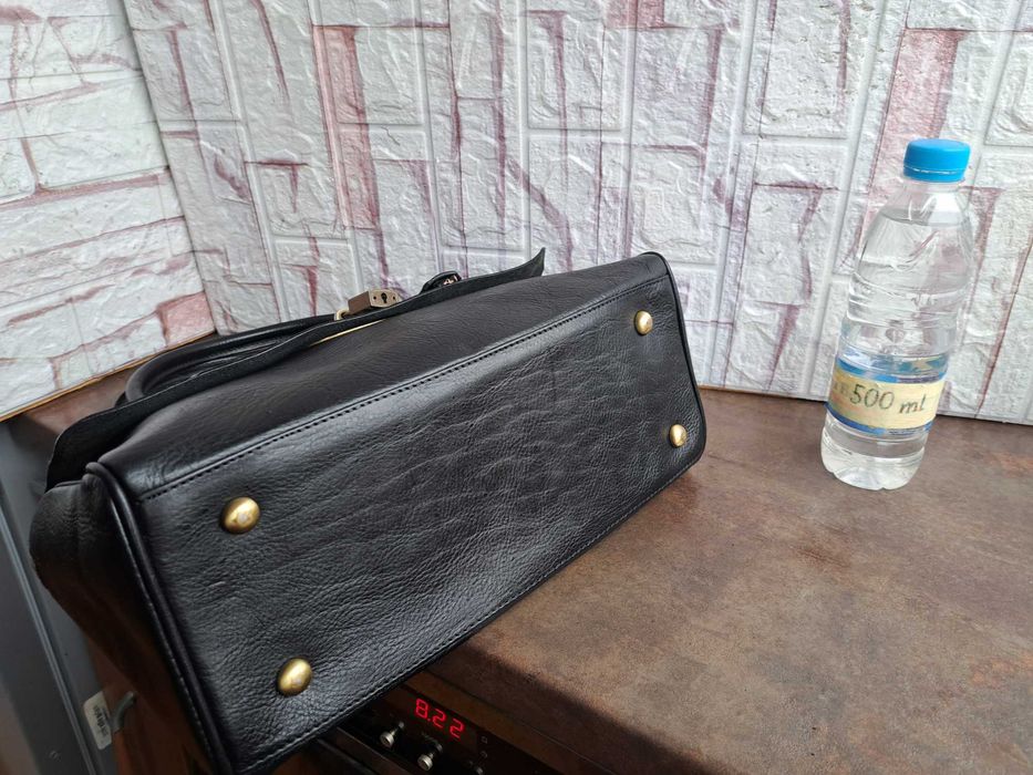 дамска чанта,Mulberry,черна кожена чанта-естествена кожа