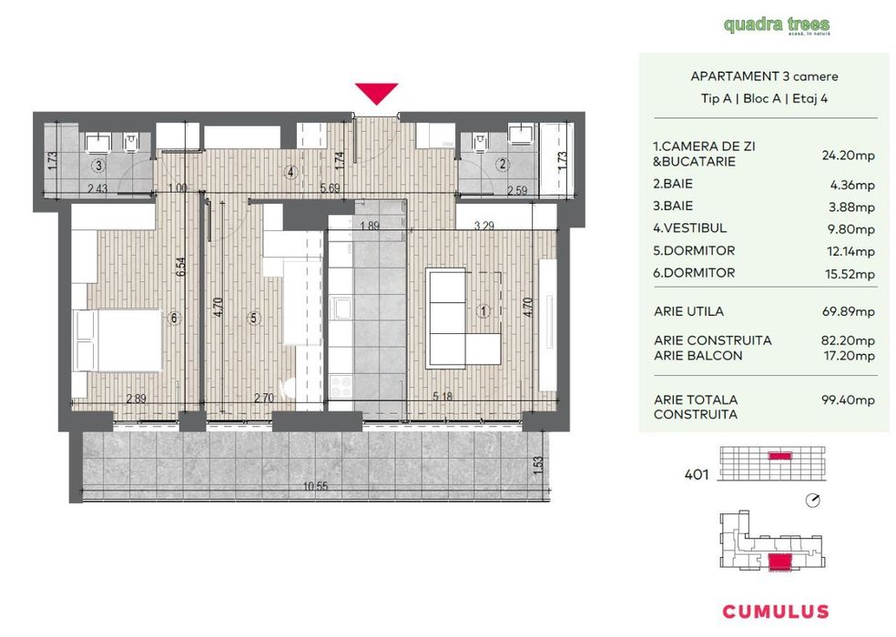 3 camere, Direct Dezvoltator, Quadra Trees, Drumul Taberei! Comision 0