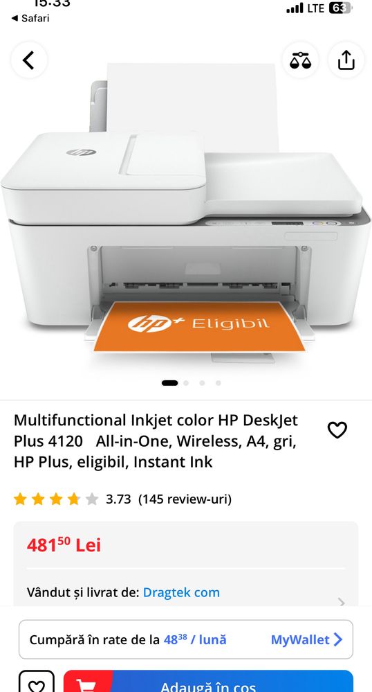 Imprimanta/xerox HP Deskjet Plus 4120