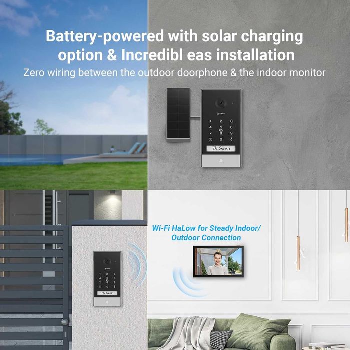 EZVIZ EP7 2K Соларен Видео Звънец с 7" Тъч Монитор