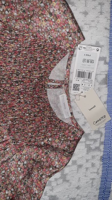 Rochita 12-13 ani,Mango noua cu eticheta  imprimeu floral