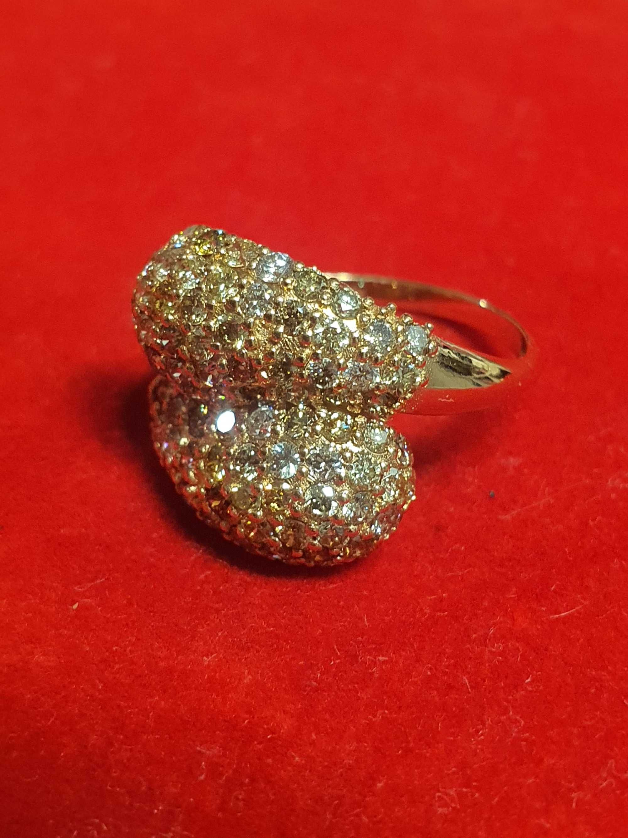 Inel Aur 14 kt cu Diamante naturale Fancy 1.94 ct