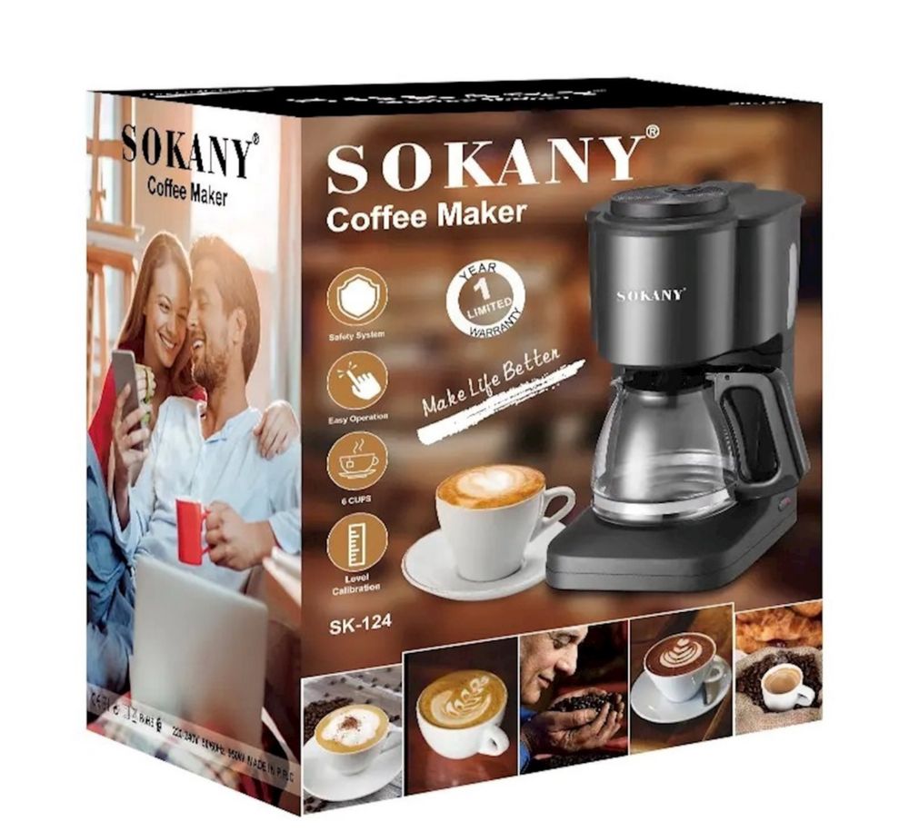 Кофеварка Sokany SK-124 — идеальное утро начинается с ароматного кофе!