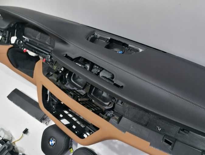 BMW seria 7 plansa de bord negru / brown - set centuri - kit airbag