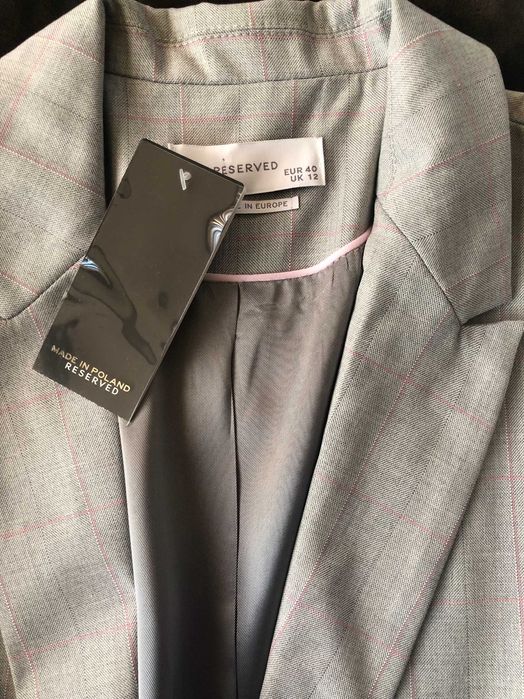 Sacou NOU gri cu dungi roz_Reserved_marime 40