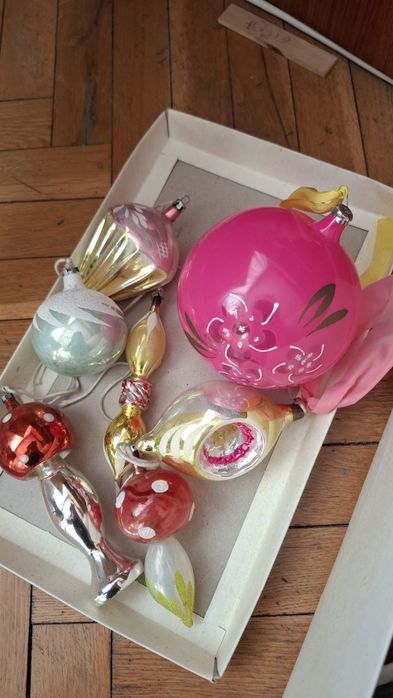 Стари коледни копки стъклени