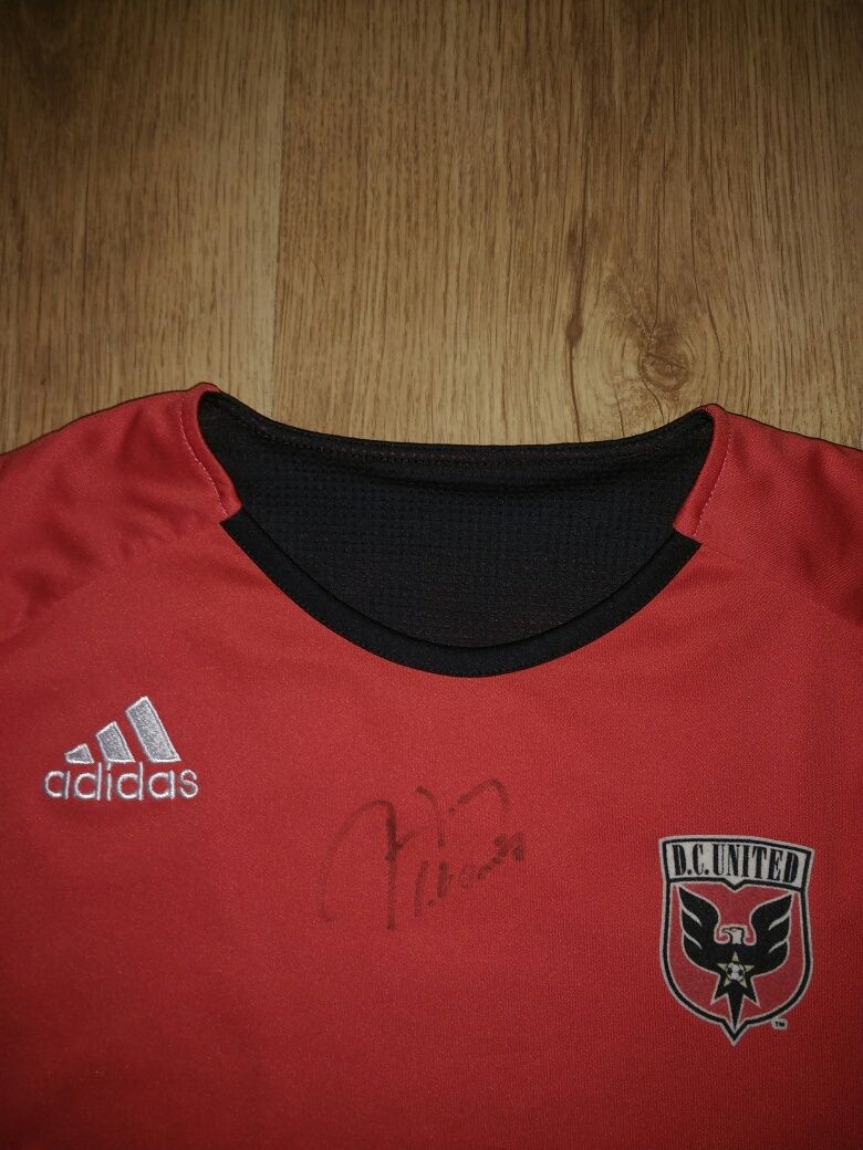 Tricou fotbal cu autografe Adidas MLS DC United mărimea 14 ani sau S