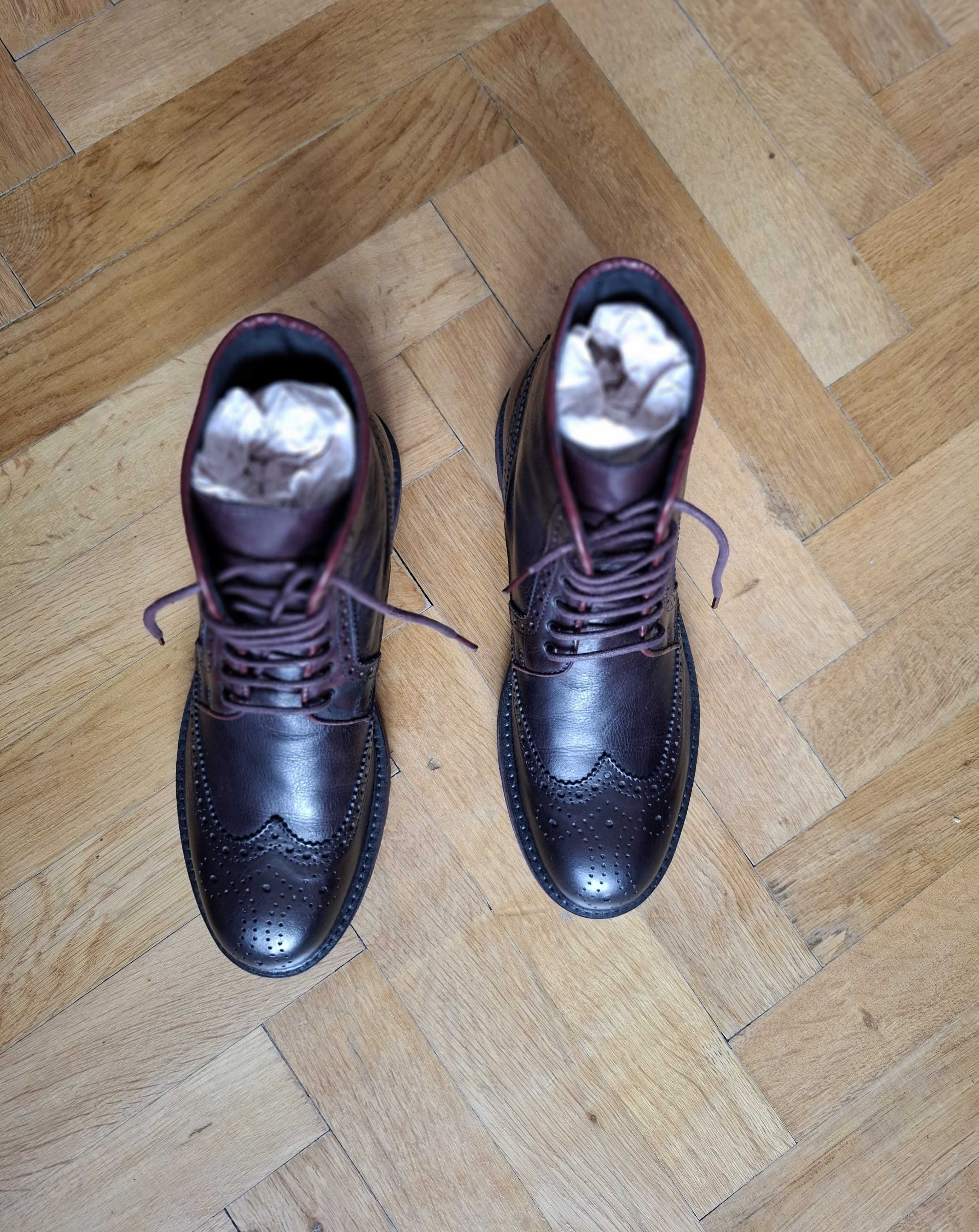 Ghete cizme oxford Massimo Dutti, bărbătești, piele naturala, maro, 42