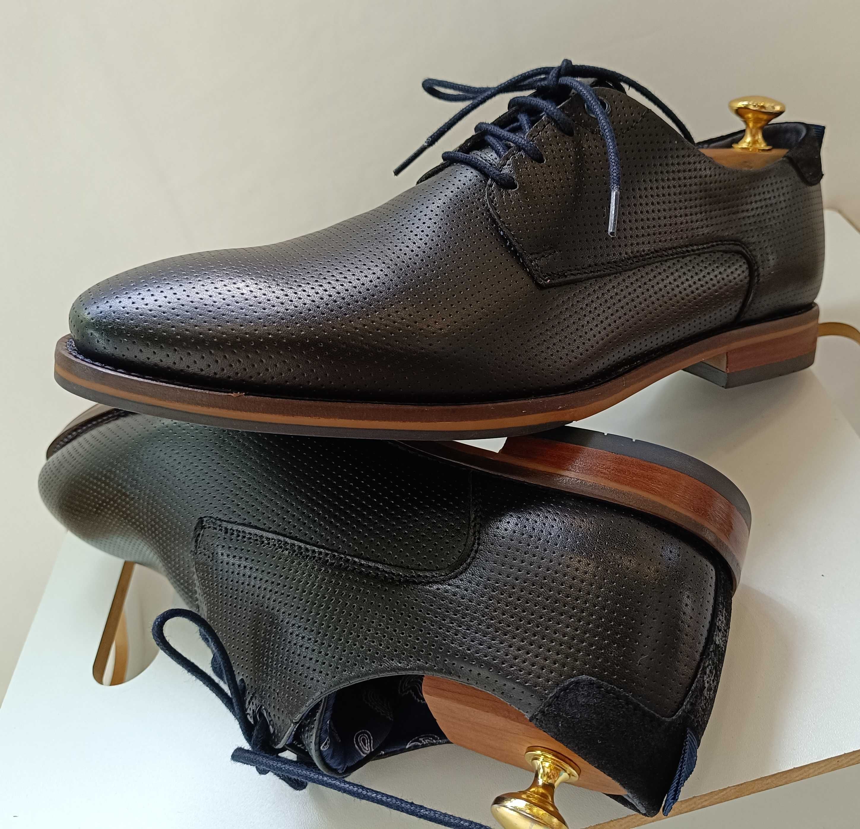 Pantofi derby 42 plain toe premium Oliver Jacob NOI piele naturala