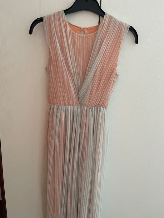 Rochie elegantă gri metalizat