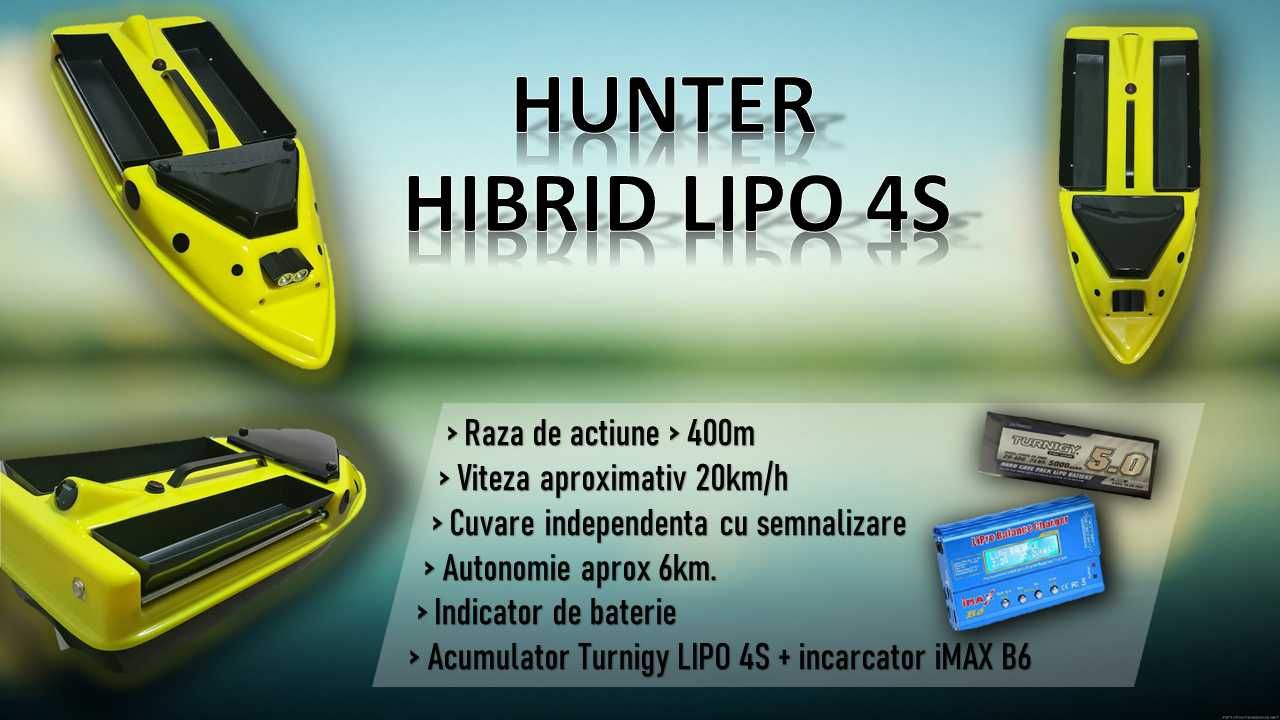 Navomodel plantat HUNTER HIBRID 4S / 2 cuve mari pentru pescuit