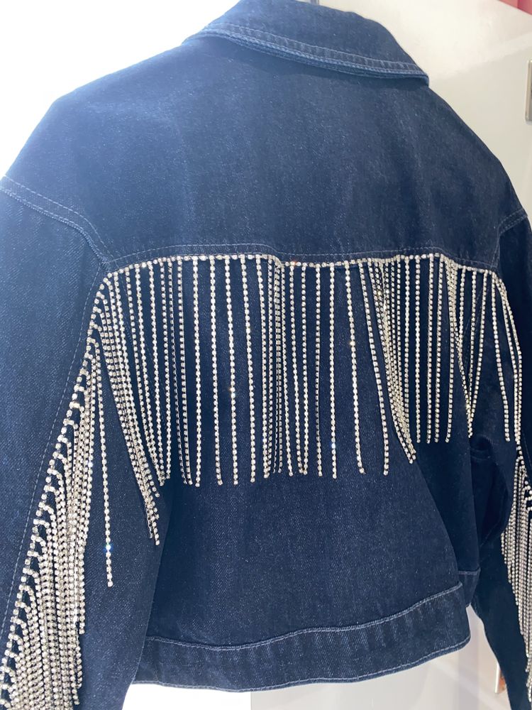 Дънково яке Zara с ресни