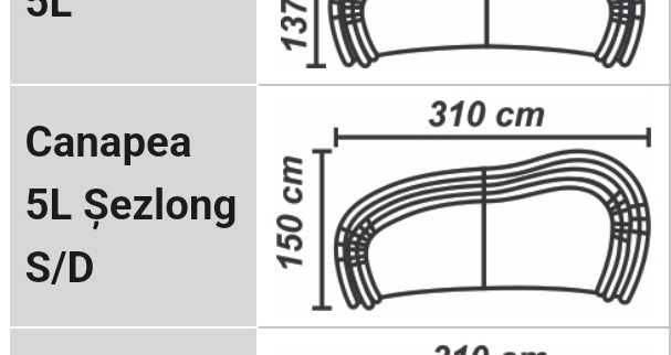 Canapea Havana 5 locuri cu 1 șezlong - mobilă Dalin