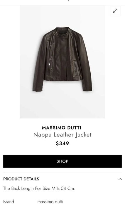 Massimo Dutti 
nappa leather jacket. Geada dama piele M