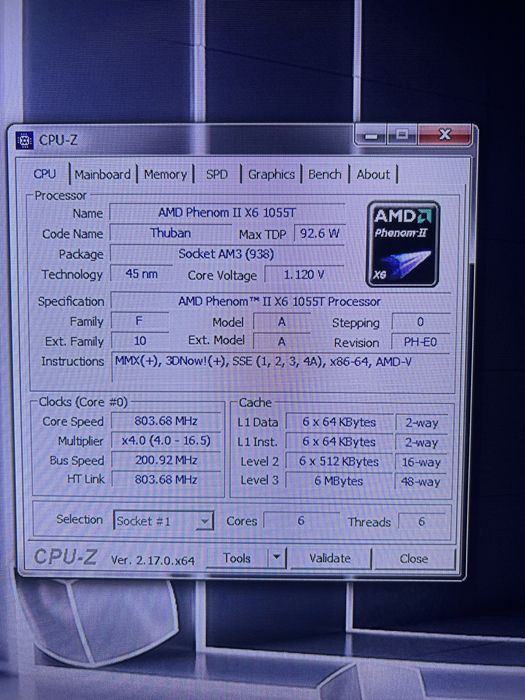 vind calculator amd phenom  ll x6 1055T  8gb ram