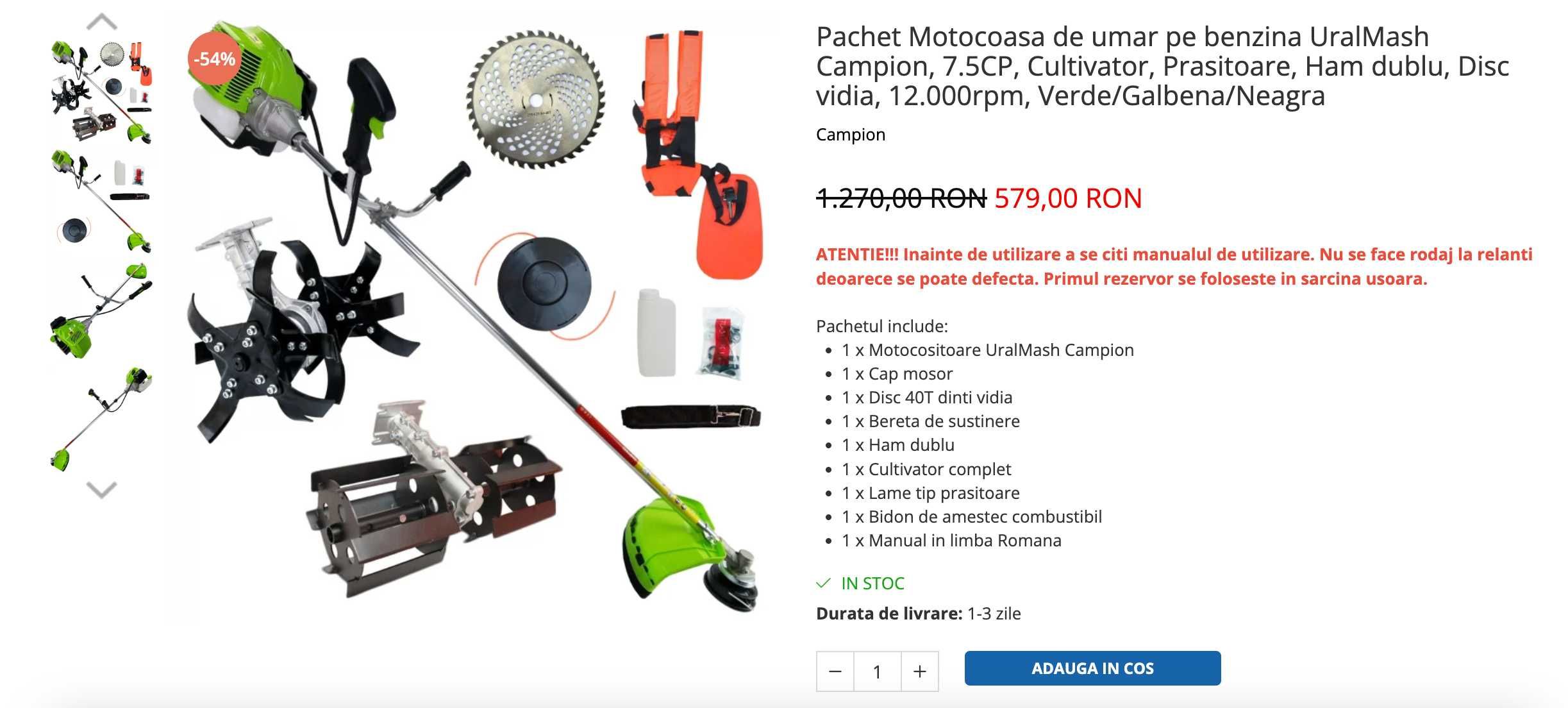 Motocoasa pe benzina  cu ulei