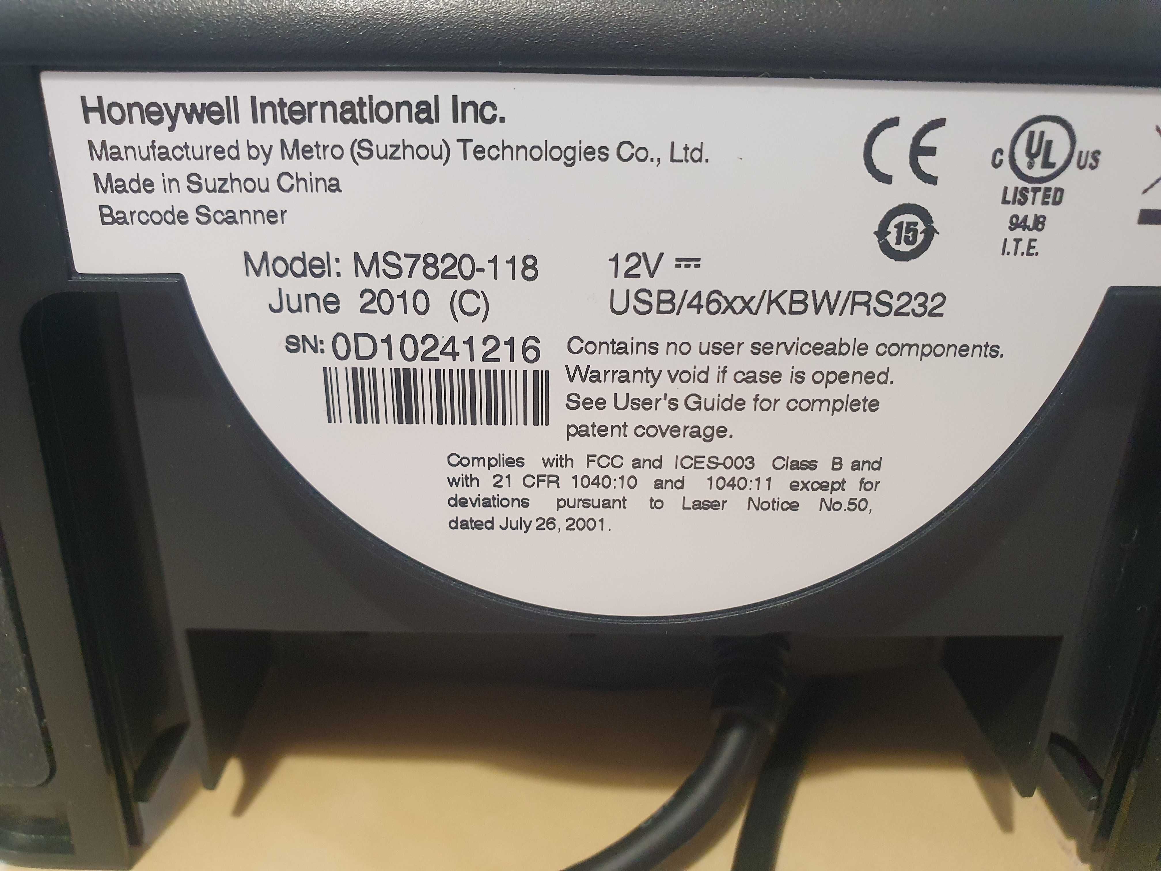 Cititor coduri de bare, DE MASA, Honeywell MK7820, 1D, HD, serial