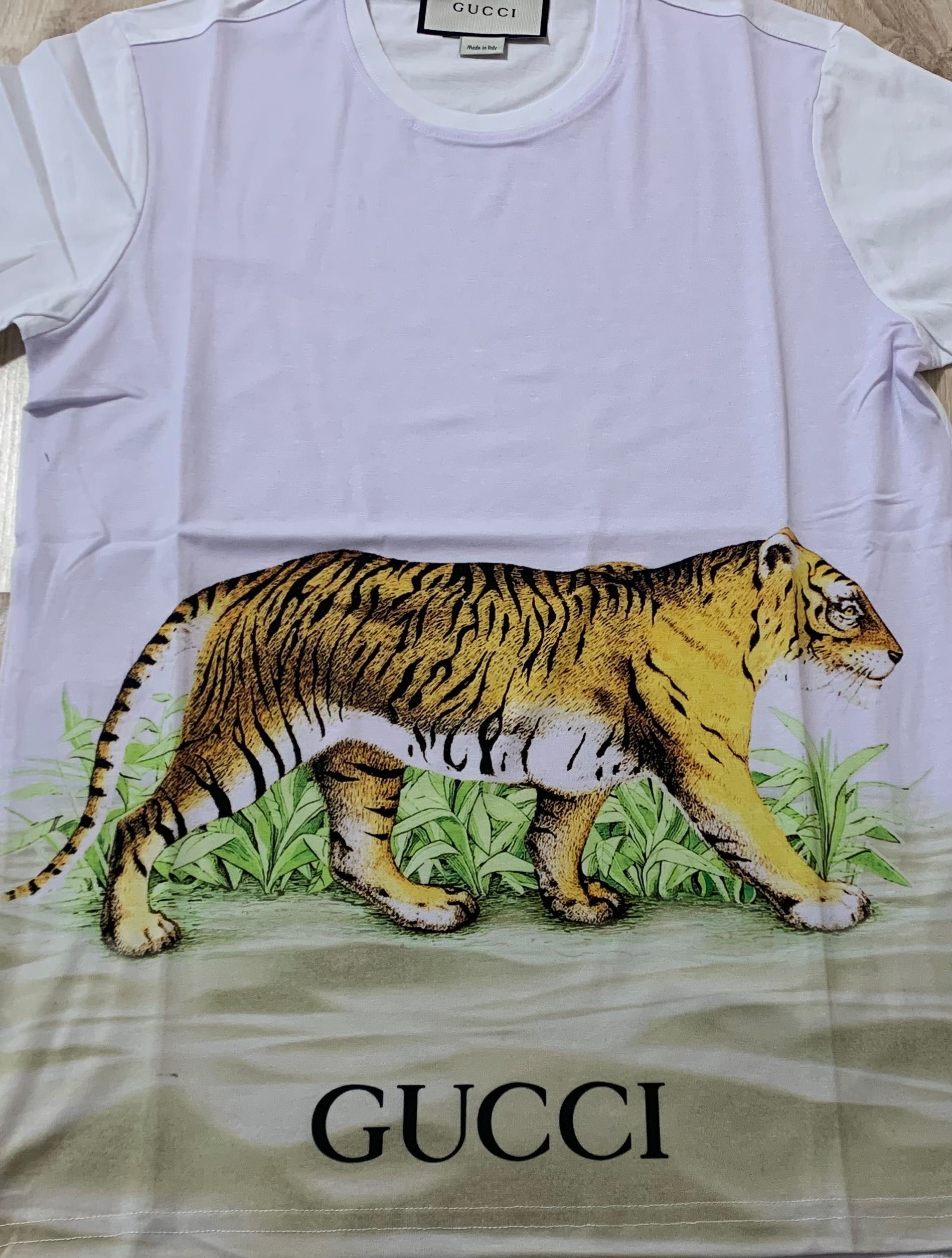 Нова мъжка тениска Gucci tiger в бяло