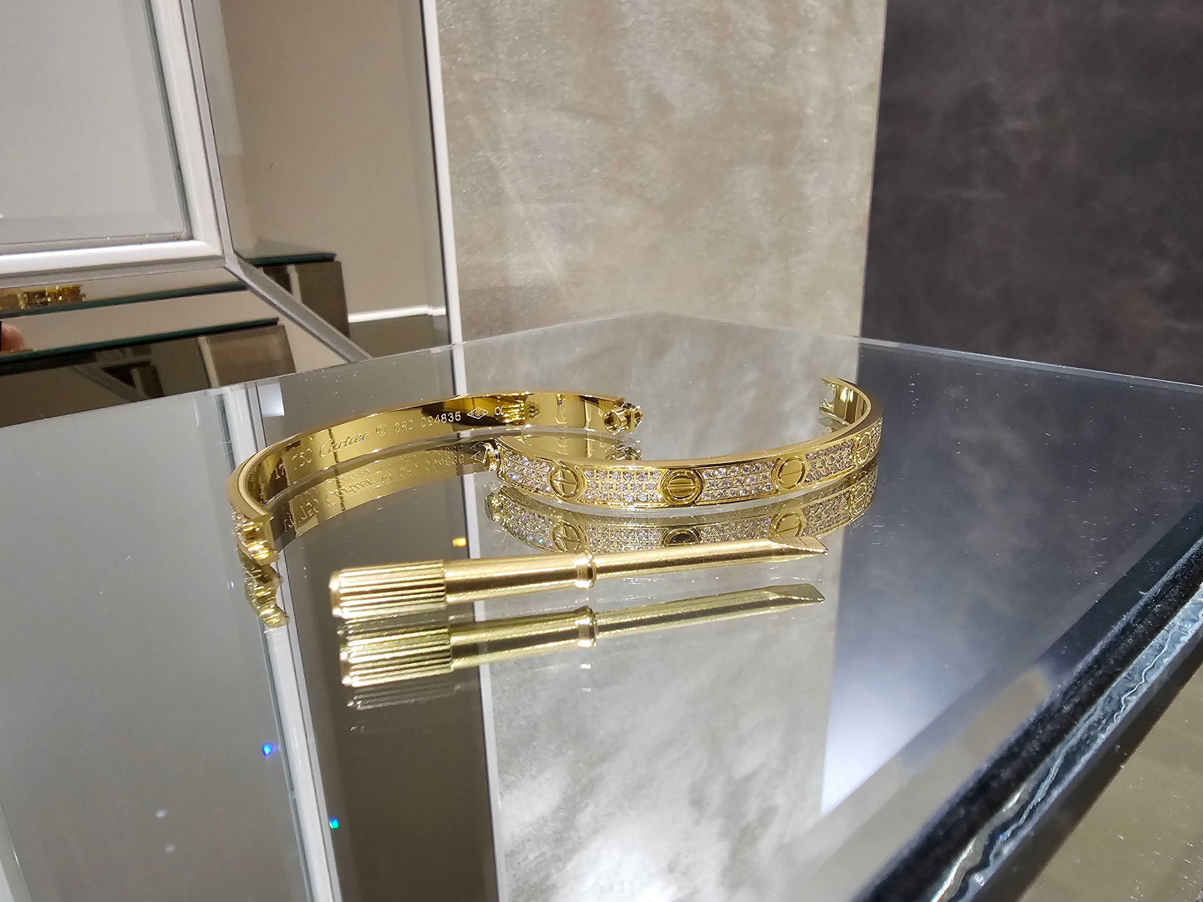 CARTIER Love Paved Gold Classic Diamonds Гривна с Отверка