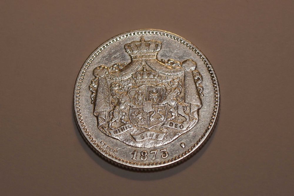 2 Lei 1873. Monedă argint, Carol I, rară