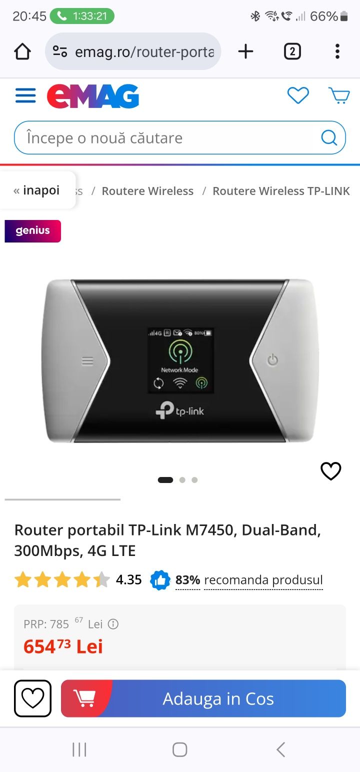 Router portabil TP-Link M7450 5Ghz dual band 867mb/s  OCAZIE