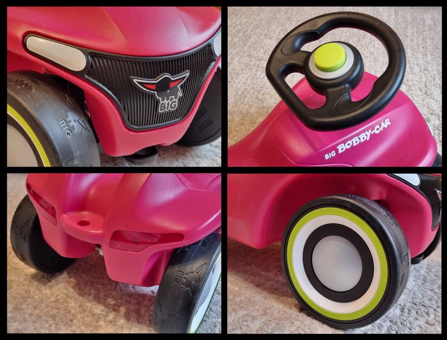 Masinuta Big Bobby Car roz, masina cu claxon