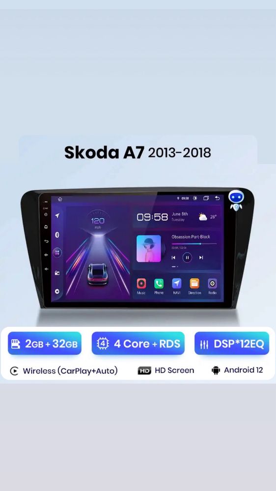 Navigatie Skoda Octavia 3 A7 Android CarPlay 2Gb Ram