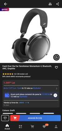 Casti Over the Ear Sennheiser Momentum 4, wireless, garanție