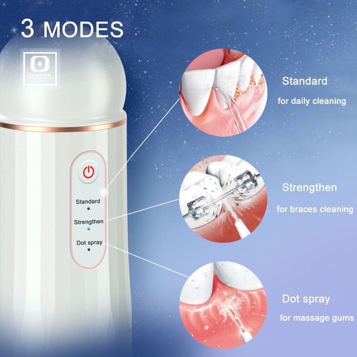 Портативен зъбен душ с мощна водна струя и 4 различни приставки - НОВ