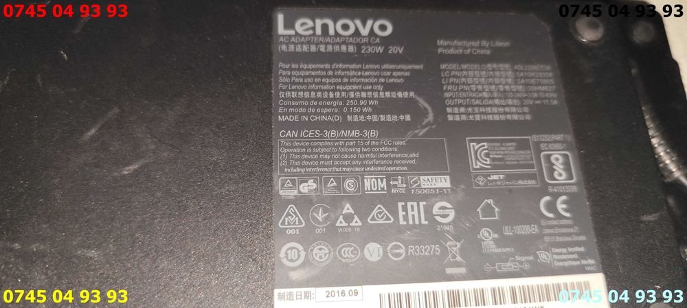 alimentator incarcator lenovo 230W 20v 11.5A mufa tip USB dreptunghi