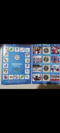 Набор монет и купюра посвящены Олимпиаде в  Сочи, в подарочном альбоме