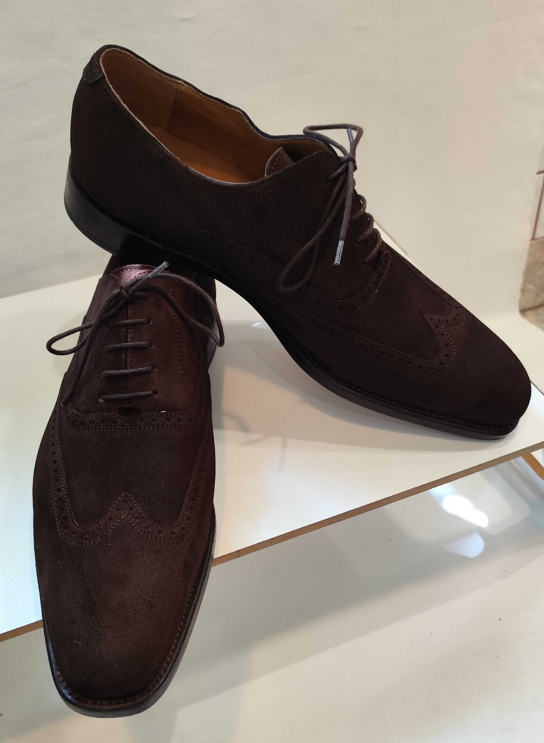 Pantofi oxford de lux 46 46.5 lucrati manual L. Lamertazzi NOI piele