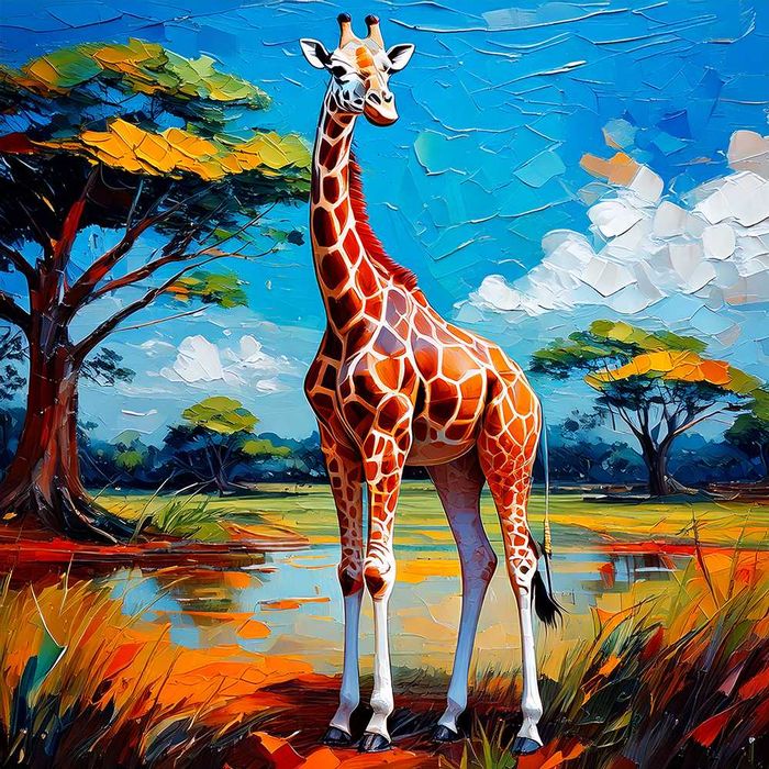Tablou premium canvas 100cm x 100cm - motiv: girafa